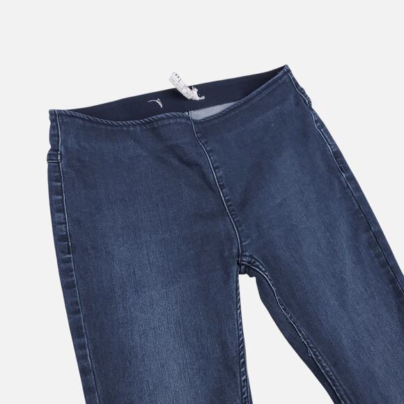 Free People Penny Flare Jeans Womens 26 Dark Blue Elastic Waist Bell Bottom Y2K - Picture 10 of 12